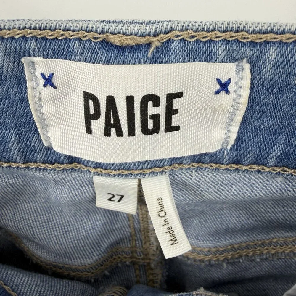 Paige Atley Ankle Fray Jeans Size 27 Fray Hem Stretchy Denim Braided Detail Boho